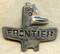 Unidentified but very Cool Ca 1950's-60's "Frontier" Company Logo Badge in Sterling Silver